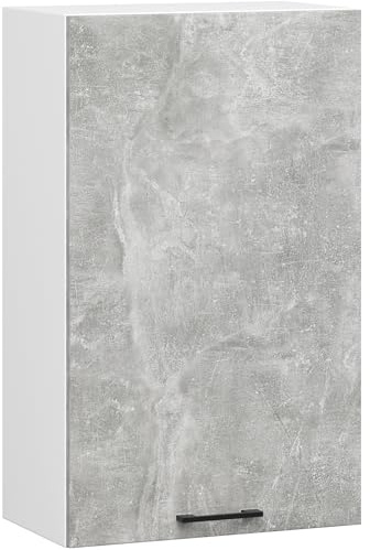 AKORD | Armoire de Cuisine Suspendue - Oliwia W50 H720 | Armoire à 1 Porte de Rangement | 50 x 30 x 72 cm | Blanc & Béton
