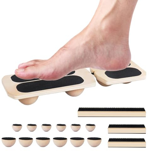 Tabla de Equilibrio de Una Pierna, Tabla De Equilibrio Para Tobillos Entrenador de Tobillo y Pie de Madera Tabla de Entrenamiento para el Pie para Estiramiento de Tobillo, Corrección de Postura