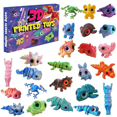 Juguetes Con Calendario De Cuenta Regresiva Navideña - Impresos En 3D | Decoración Navideña De Invierno | 24 Días De Animales Articulados Para Niños, Adolescentes, Niñas, Niños, Amigos Y Familiares Re