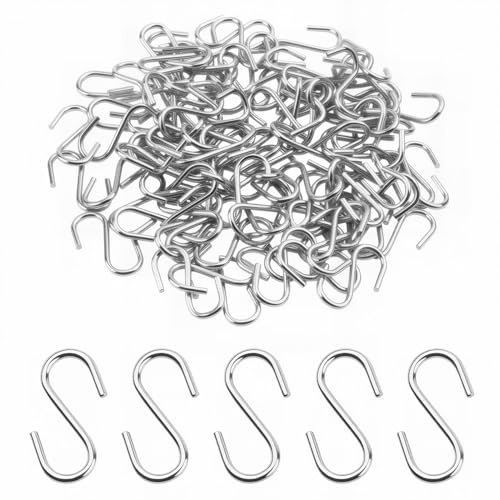 AYHYHLJZJ Crochets en S en Acier Inoxydable 304, Ensemble de 150 Crochets S Robustes, Pour Accrocher Clés, Bijoux, Sacs Légers et Décorations, Pratiques et Faciles à Utiliser(27x12x2mm)
