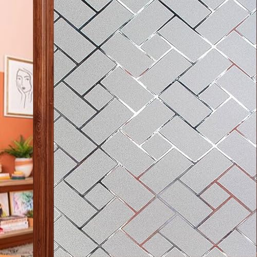 Vinilo Adhesivo Cristal 105 x 360 cm Efecto Esmerilado, Anti-UV, Privacidad Vinilo Autoadhesivo Cristal para Dormitorio Sala Comedor, Rejilla Oblicua