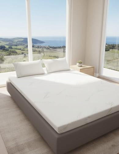 ProHome Bamboo Memory Foam Mattress Topper Extra Soft Antibacterial Hypo Allergenic Bamboo Cooling Topper With Stress-Free Sleep Support Removable Zip Cover Memory Mattress Topper (4cm, Double)