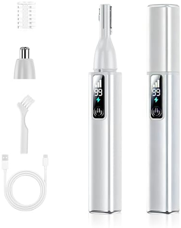 Colexy Regolatore Sopracciglia Donna, 2 in 1 Rasoio Elettrico Viso e Corpo Ricaricabile Epilatore Sopracciglia Tagliapeli Naso e Orecchie, Rasoio Portatile per Peli Facciali, Guance, Labbra