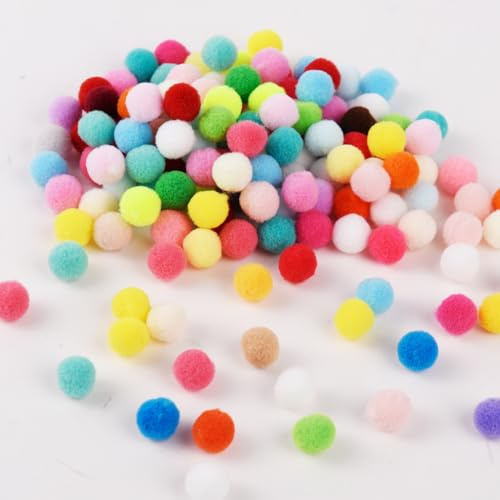 200 Pcs Pom Poms,1cm Colorful Portable Fluffy Pom Poms Balls Multicolor Fuzzy Craft Poms Ball for DIY Creative Crafts Decorations Arts Projects Small Polypropylene Lightweight