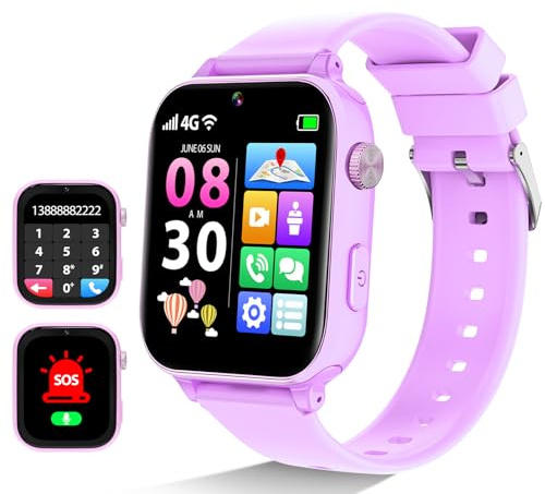 PTHTECHUS Reloj Inteligente Smartwatch Reloj Niños Regalo para Niñas niños A2201(Morado)