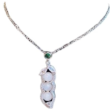 Collana con Ciondolo a Forma di Fagiolo delle Quattro Stagioni in Vera Giada Naturale d'oro, Collana Elegante, Regalo di Giada per la Sua buona Fortuna