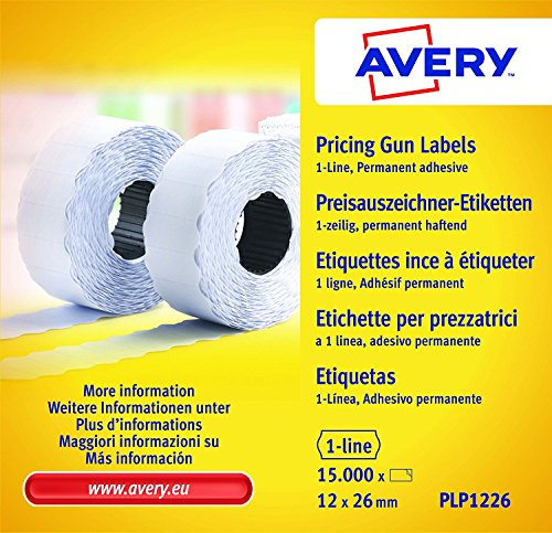 Avery Rouleaux de 1500 Étiquettes Blanches Adhésif Amovible 26x12mm - 10 Rouleaux
