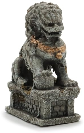 Amtra Deko Leone Guardiano Cinese - Decorazione in Resina atossica per Acquari, Accessorio Ornamentale subacqueo, Decorativo rifugio nascondiglio, Dipinto a Mano, Dimensione 9 * 3,5 * 6 cm