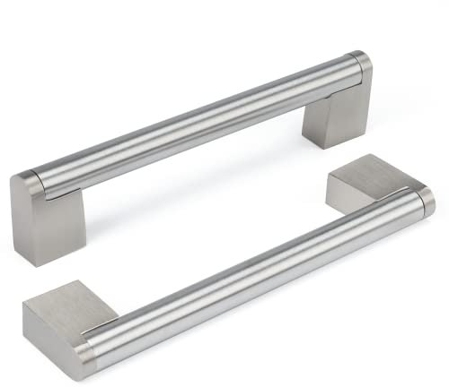 goldenwarm 5 Stück Schrankgriffe 128mm Möbelgriffe Vintage Küchengriffe Edelstahl LSJ14BSS128 Türgriffe Küche Schrankgriffe Silber Schubladengriff