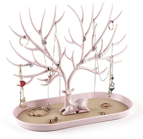 MORE&LESS Présentoir à bijoux en forme de bois de cerf - Organisateur à suspendre pour bagues, boucles d'oreilles, colliers et bracelets