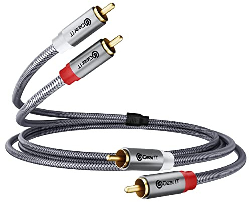 GEARit 2 RCA to 2 RCA Cables 3.3 ft, RCA Cable with Dual Shielding & Gold-Plated Connectors, RCA Audio Cable for Car Audio, Subwoofer Cable, Hi-Fi System, Amplifier, Active Speakers, Gaming Consoles