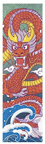Vagues d'animaux Dragon en Colère Grip de Skateboard Bande Grip Antidérapante,Auto-adhésif Griptape de Longboard,sans Bulles,Peut êTre Coupé(84 * 23cm 1pcs)