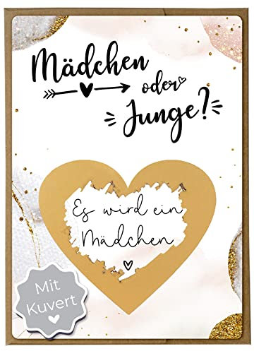 Joli Coon Rubbelkarte Geschlecht verkünden - Es wird ein Mädchen mit Kuvert - Gender Reveal Party - Boy or Girl