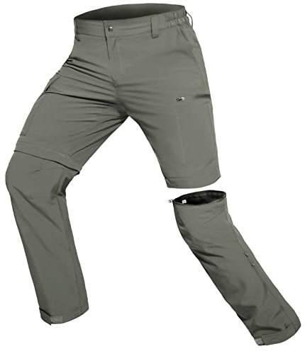 Hiauspor Wanderhose-Herren-Zip-Off-Outdoorhose-Sommer-Leicht-Trekkinghose-Atmungsaktiv-Schnell-Trockend-Funktionshose-Softshellhose-mit-5-Tiefe-Taschen (S, Salbei Grün)