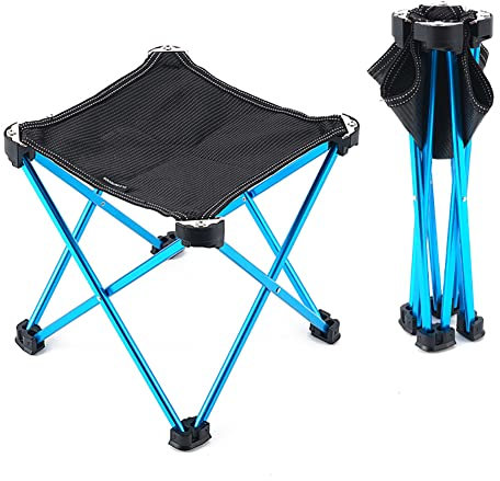 YIDATA Ultraleichter, tragbarer Campinghocker, zusammenklappbarer kleiner Stuhl für Outdoor, Angeln, Camping, Strand, Picknick, Rucksackreisen, Wandern, Blau