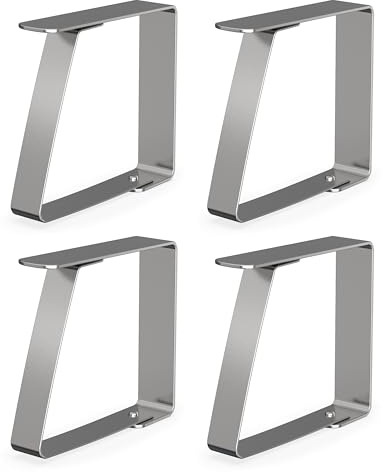 virea 4 x bordsduksklämmor i silver, för 5 cm bord