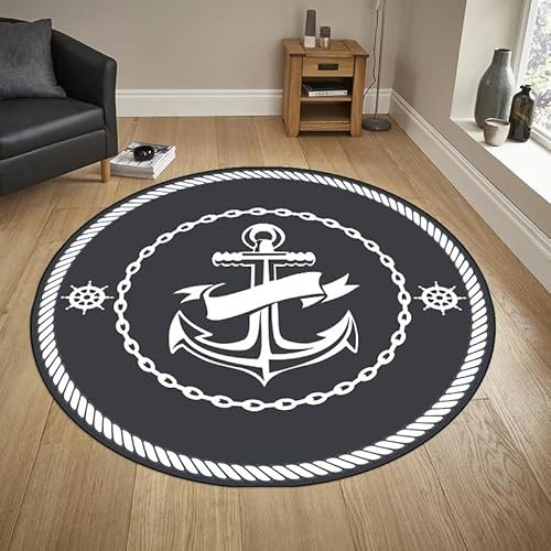 YOUSHIHUI Teppich mit nautischem Anker, für Wohnzimmer, Schlafzimmer, Dekoration, Badezimmer, Eingang, Küche, Rutschfester Bereich, Teppich, Yoga, Fußmatte für Zuhause