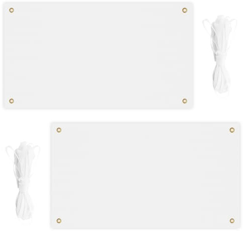 WYYFXY® Set di 2 grandi striscioni vuote, bianco, 180 × 100 cm, tele da dipingere con occhielli e corda da 6 m, per feste di compleanno, attività all'aperto