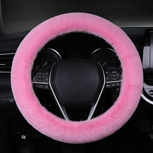 FINEVERNEK Coprivolante invernale in peluche per auto, coprivolante universale, antiscivolo, copertura per auto, 36 – 38 cm (rosa)