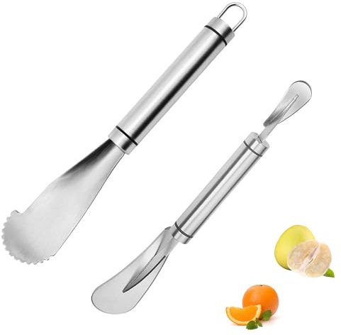 LONGHAO 2 pcs Agrumes Zesteur Pamplemousse Ouvreur de Pomelo en Acier Inoxydable Râpe à Zeste Orange Éplucheur de Citron-Orange Outil Éplucheur de Cuisine,pour Le Citron,Orange,Pamplemousse (#1)