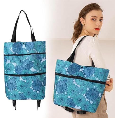 FGXY Carro de la Compra Plegable, Bolsa de Compras de Tela Oxford, 5 Ruedas, Impermeable y Antiincrustante (Orquídeas Ricas)
