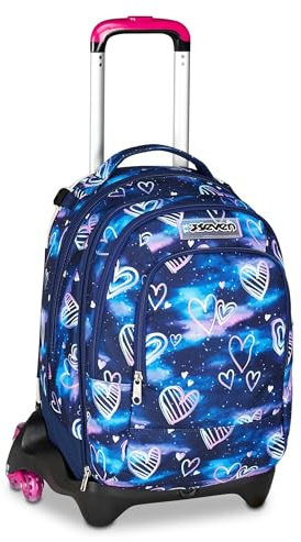 Seven Zaino Trolley Scuola Elementare Bambina, Zainetto Staccabile, Carrello Sganciabile, Spallacci a Scomparsa, 3 ruote, viola/rosa