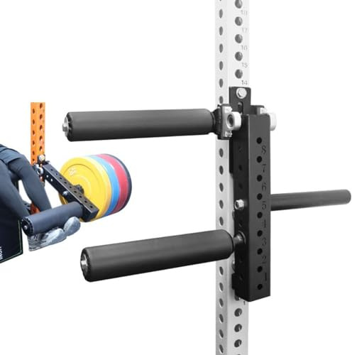 FNKTEK Adjustable Leg Machine Leg Curl Attachment for Power Racks | Thickened 12cm pads,8 adjustable positions,fits 50-75mm square power racks,2 weight plates,max load 175 lbs
