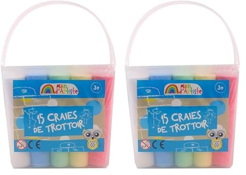 MAIN D'ARTISTE - 15 Craies XXL - Loisir Créatif - 035601 - Dessin - Multicolore - Jouet Enfant - Créativité - Trottoir - Activités Manuelles - Jeu de Plein Air - Lavable À L'Eau - À Partir de 3 ans