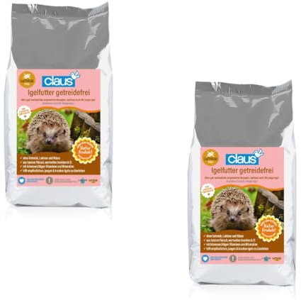 Claus Igelfutter getreidefrei | Doppelpack | 2 x 750 g | Mischfuttermittel für Igel | Auch für ernährungssensible, empfindliche und Junge Igel geeignet | Enthält Fleisch, Insekten und Ei