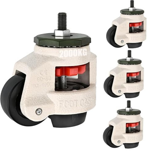 Lot de 4 Roulettes pour Meubles Charge Lourde, Capacité Totale 2000kg Roulettes Pivotantes M12 x 30mm Roulette Charge Lourde à 360 Degrés pour Établis Mobilier Robuste (2000KG)