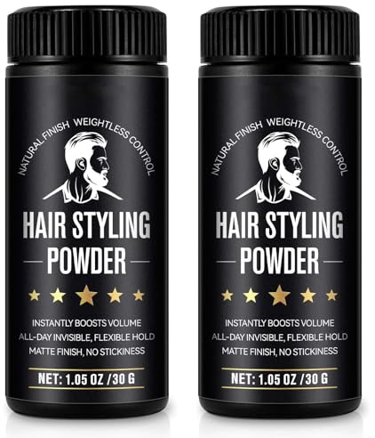 2 pezzi polvere per capelli – finitura opaca e polvere volumizzante per uomini e donne, lunga durata, senza residui di grasso, regolazione dell'olio, facile da applicare per tutti i tipi di capelli