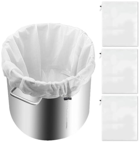 3 sacchetti filtro filtro in nylon, 46 x 40 cm, panno riutilizzabile con coulisse per succo, sacchetto da cucina con rete regolabile, sacchetto per latte di noci, sacchetto filtro per torte, grani di
