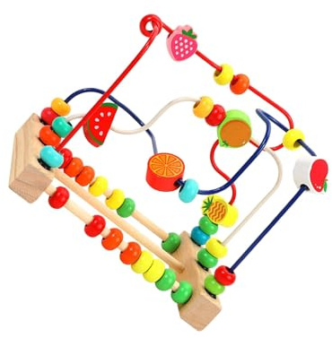 lopituwe Juguetes educativos de para Madera con Rodillos de Cuentas, laberintos Cuentas Coloridos para niños, Juguetes para el Tiempo Juego y Aprendizaje Atractivo, Tres Pistas Coloridas Que se