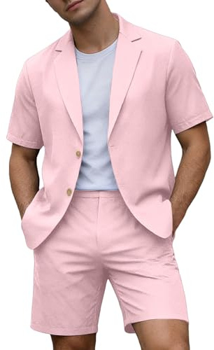Genérico Conjunto de Blazer Corto y Pantalones Cortos para Hombres Traje Semi-Formal para Bodas Veraniegas y Eventos Elegantes