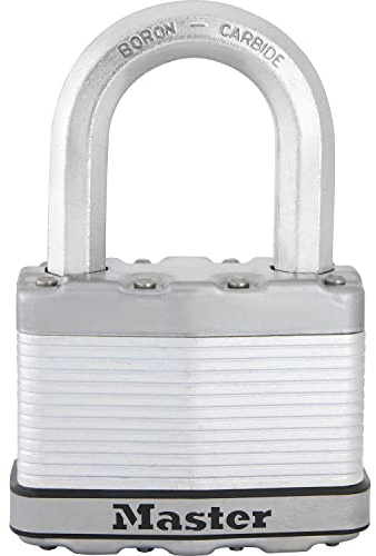 MASTER LOCK Cadenas Très Haute Sécurité [A Clé] [Acier Laminé] [Extérieur] [Anse L] M15EURDLF - Idéal pour les remises, les garages, les clôtures et les portails