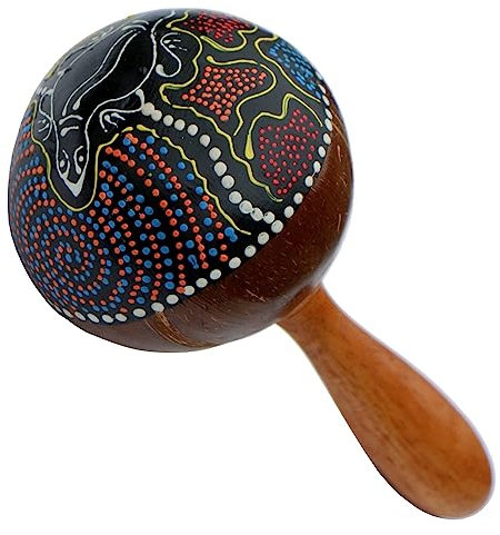 Wogeka - Maraca Klapper Rassel - Handarbeit Kokos Musikinstrument Maraka Mus102