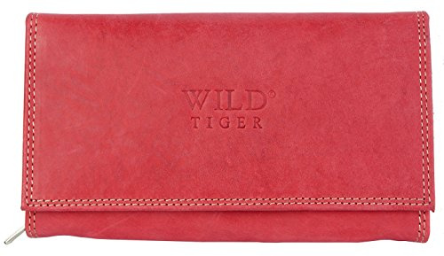 Damen Rotes Leder Portemonnaie - Briftasche Wild Tiger