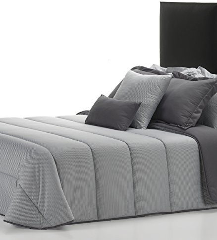 Belnou Tacto Seda Rayas 300Gr Edredón Nórdico Stripe, Microfibra, Gris, 240x270x8 cm