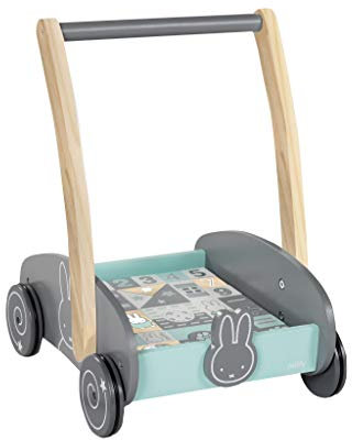 roba Schiebewagen miffy mit 35-teiligem Bauklötze-Set, Holz natur und lackiert, Griffhöhe: 45cm, BxL: 23x31cm, als Puppenwagen nutzbar