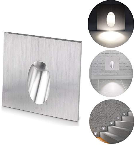 ALLOMN LED Applique da Incasso, Applique da Parete Step Light Square Incasso LED Step Scale Lampada Portico Pathway light 1W Basement Bulb AC 100-245V (Bianco Freddo, 1 PCS)