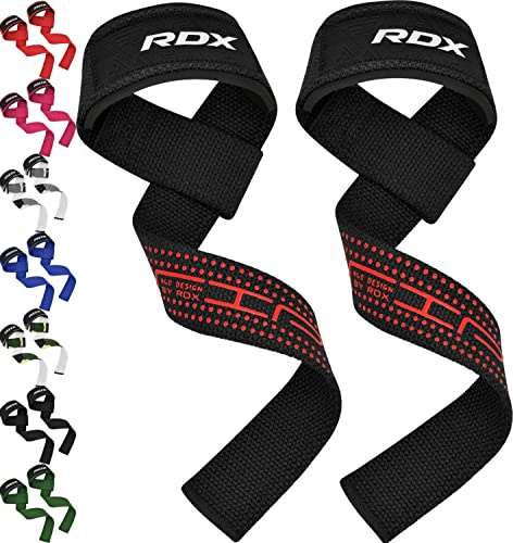 RDX Lifting Straps for Weightlifting – 100% Cotton Heavy Duty Gym Wrist Strap with 5MM Neoprene Padding, 60CM Anti-Slip Hand Grip Wraps for Deadlifts Powerlifting Workouts Strength Training, Men Women