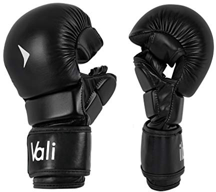 Vali MMA Hybrid Gloves Shooter for Sparring Grappling Training in Martial Arts (Black, L/XL) (Black, L/XL)