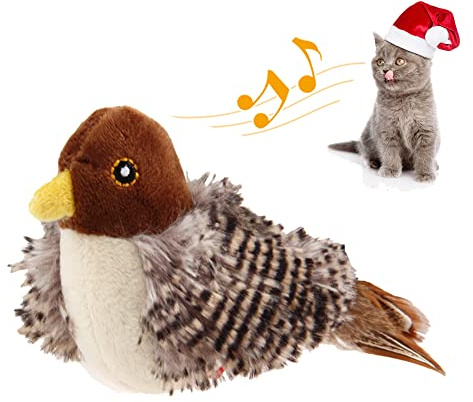 GiGwi Chirping Bird Cat Toys Realistic Bird Plush Toy - Perfect Melody Chaser Cat Toys for Bored Indoor Adult Cats, Best Gift For Birthday, Thanksgiving, Christmas, New Year
