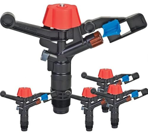 Suinga Pack 5 Aspersor de riego Agricola 3/4'' | Aspersor Antiheladas | Aspersores riego cesped 13-18 m | Aspersor Jardin Circular 360º, Negro