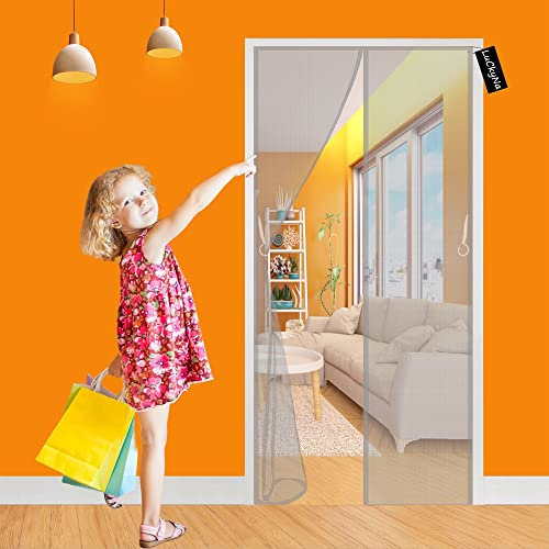 Magnetisk flugskyddsdörr 150 x 205 cm Magnetisk Myggnät Skärmdörr Topp Till Botten Tätning Automatiskt - lätt att installera - för balkongdörr källardörr altandörr - Grå