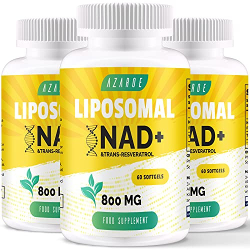 Liposomal NAD+ & Trans-Resveratrol 800mg Softgels – Alternative au NMN – Haute Absorption – Supplément Réel en NAD+ pour la Réparation Cellulaire ((60 Unité (Lot de 3))