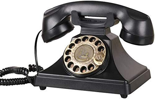QHYXT telefon hem telefon roterande urtavla telefon vintage telefon klassisk skrivbordstelefon med roterande uppringare vintage telefon/retro telefon med trä och metall kropp funktionell klassisk