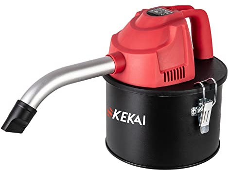 Kekai Aspirador de Cenizas Compacto 4 litros Adriano 600W Filtro HEPA Lavable y Tubo de Aluminio Curvado