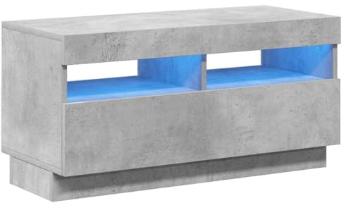 vidaXL TV Cabinet with LED Lights Indoor Living Room Furniture Entertainment Centre Bedroom TV Stand TV Unit Hifi Cabinet 80x35x40 cm Concrete Grey