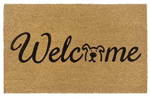 Hanse Home Home Kokos Fußmatte für Innen 45x75cm – Fussmatte Kokosmatte Schmutzfangmatte Welcome Design, rutschfest Eingangsbereich & überdachten Außenbereich Natur